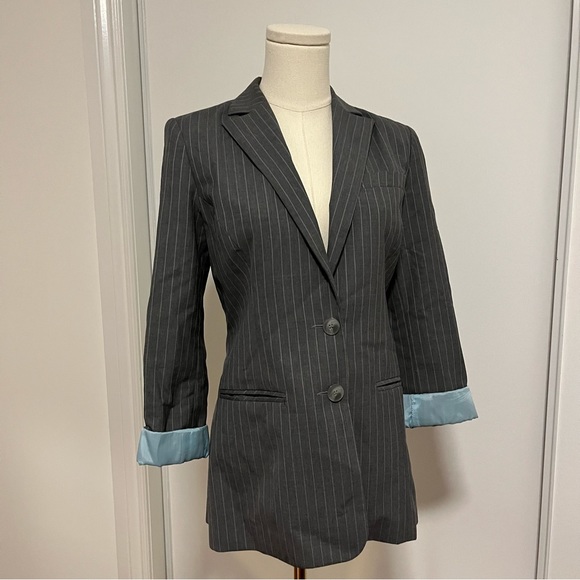 Tristan and Iseut Blazer Size 4 Lined Blue Gray Ladies Women Work Office - Picture 13 of 13